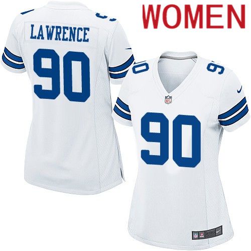 Women Dallas Cowboys #90 Demarcus Lawrence Nike White Team Game NFL Jersey->women nfl jersey->Women Jersey